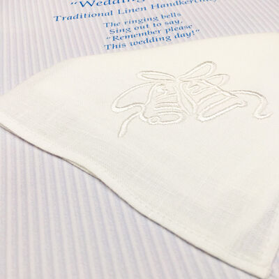 Traditional Ladies Linen Handkerchief with Wedding Bells Design